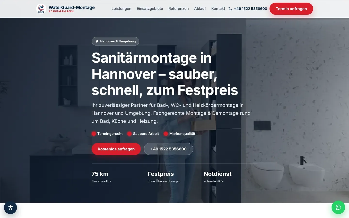 Referenz-Website WaterGuard-Montage – von DariaTech erstellt